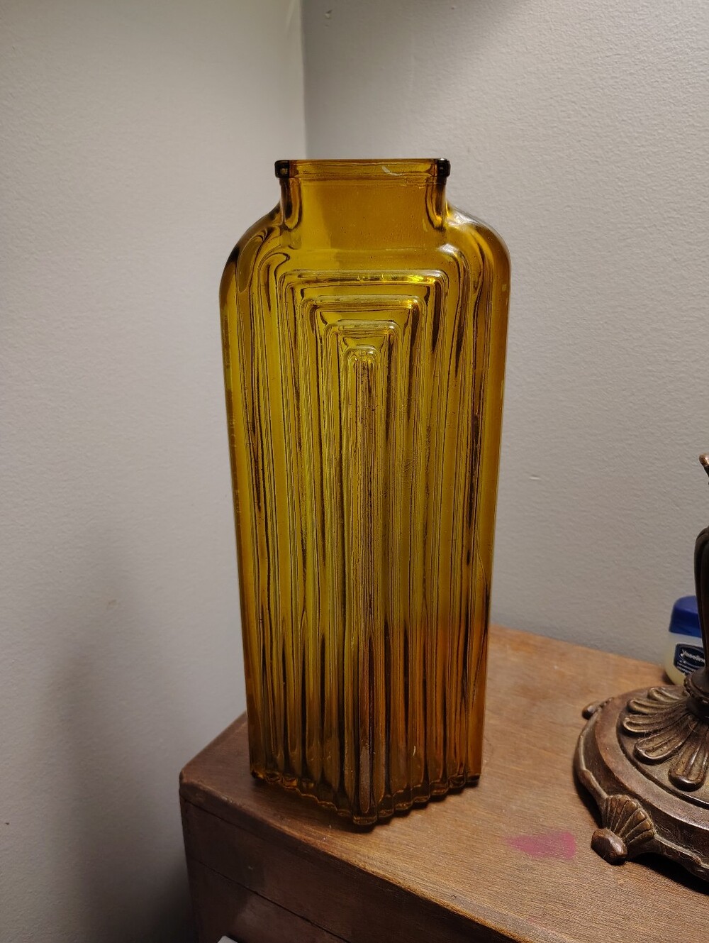 Skyscraper Amber Tall Glass  Vintage Vase - Home Accents